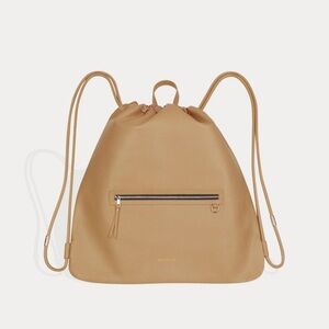 Bandolier Tan Leather Drawstring Backpack - NWT
